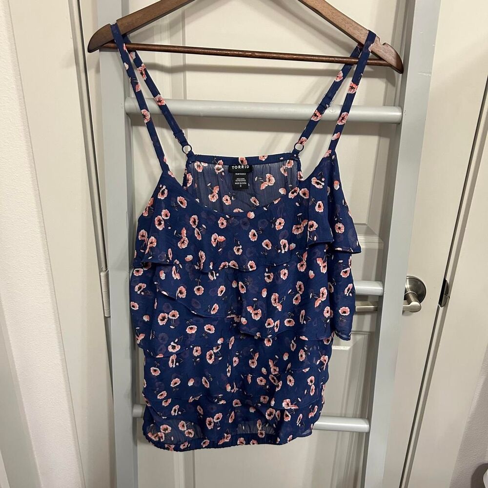 Torrid Women's Navy and Pink Tank Top